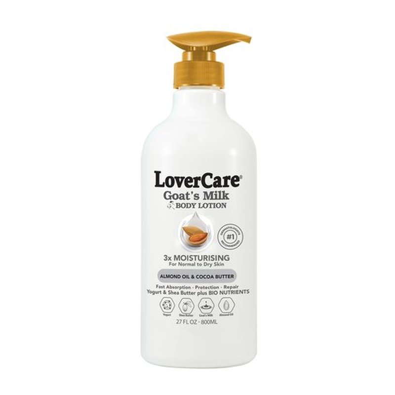 Lovercare Goat Milk Body Lotion for Dry Skin Almond Oil & Cocoa Butter 27.05oz (800ml) - Single…