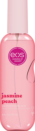 eos Cashmere Body Mist, Jasmine Peach, Body Spray for Women, Hair Mist, Floral Perfume, Moisturizing, Hyaluronic Acid, Glycerin, Vegan, Cruelty-free, 6 fl oz