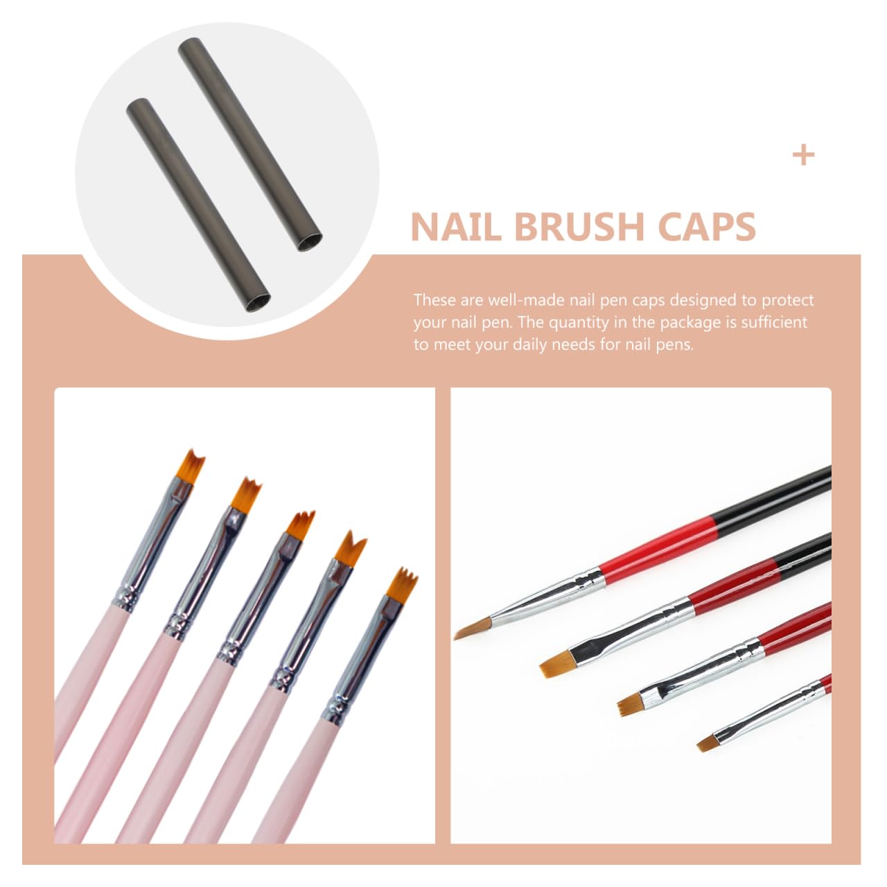 Lurrose Nail Pen Caps 5 Pack 3.30 Inch Light-Proof Manicure Pen Covers Sealed Nail Art Brush Caps for Home and Salon Use