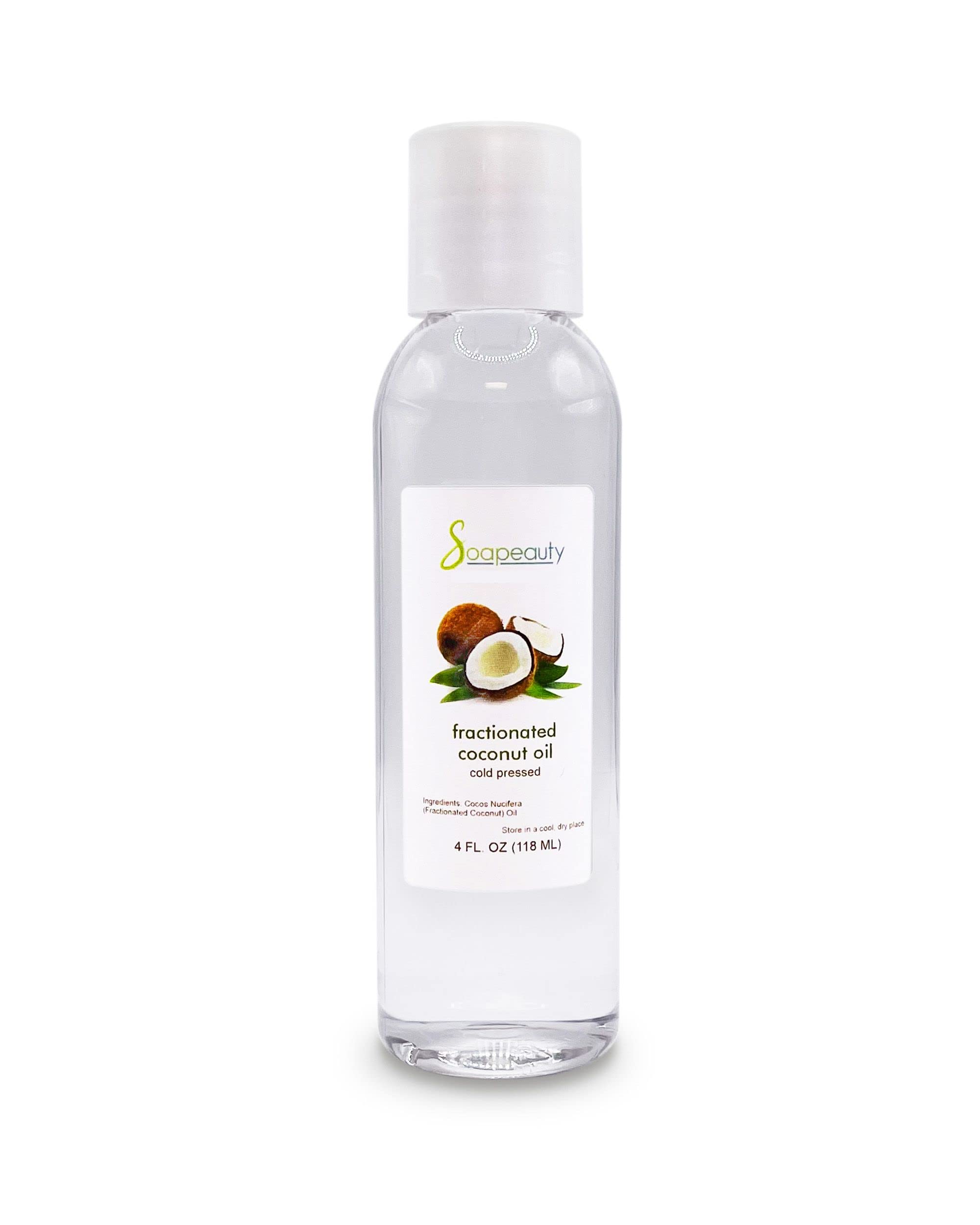 Soapeauty FRACTIONATED COCONUT OIL Cold Pressed Refined | 100% Natural Available in Bulk | Carrier for Essential Oils, Face, Skin, Hair Moisturizer, Soap Making | 4 fl oz