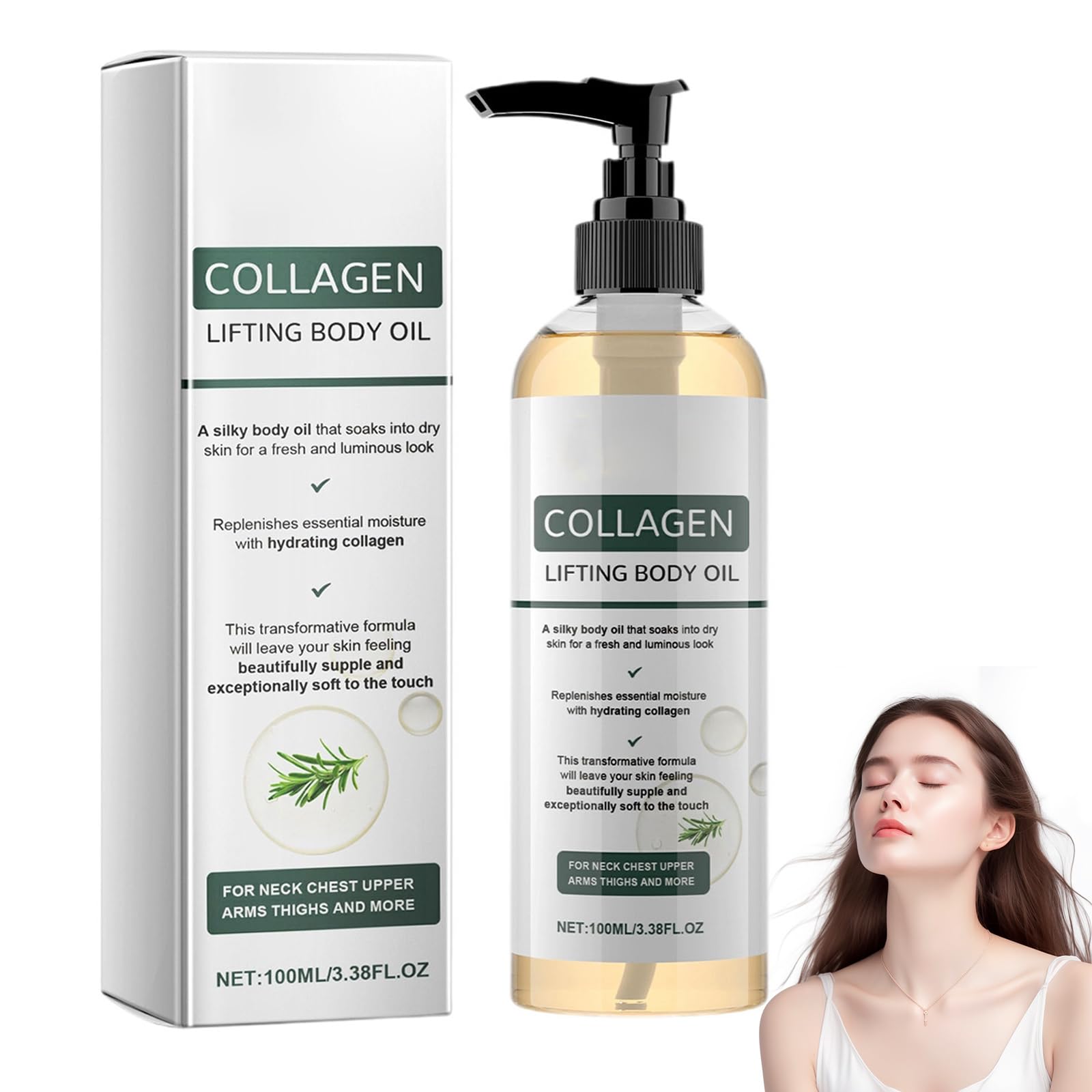 Collagen Lifting Body Oil, Advanced Hydrating Collagen Oil for Body & After Shower, Anti Aging Moisturizing Collagen Body Oil for Women & Men Helps Soften Appearance of Crepe Skin & Wrinkles (1pc)