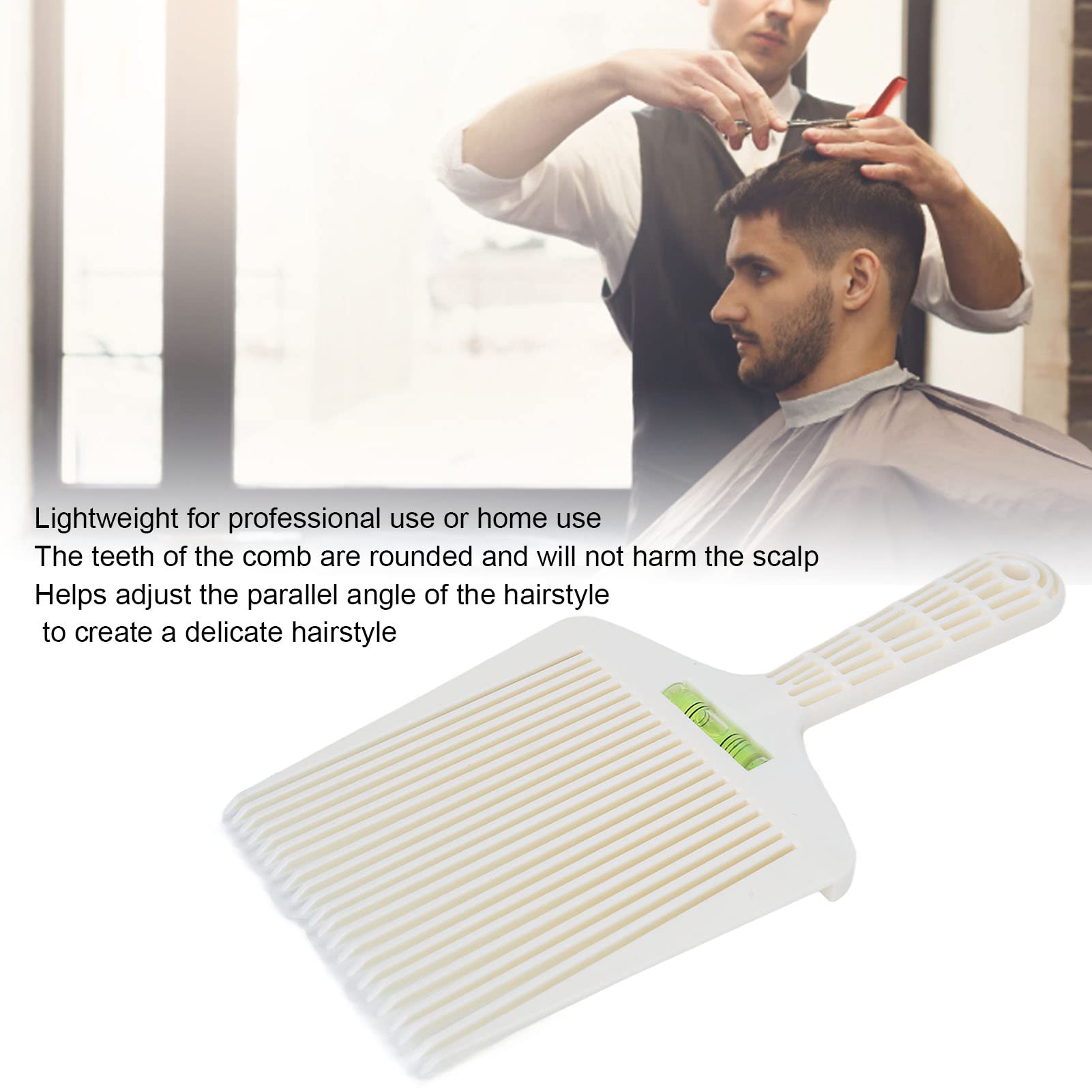 Barber Professional Flat Top Comb with Accurate Water Leveling - White Hair Styling Comb - Lightweight - Suitable for Men & Girls
