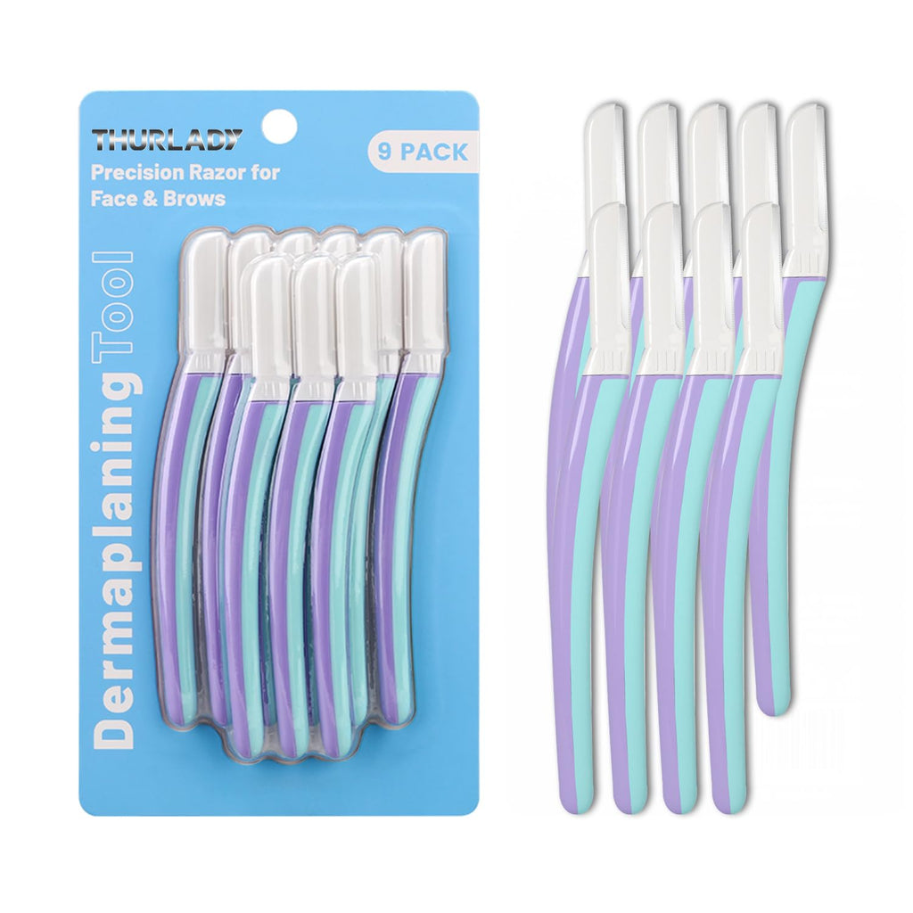 THURLADY Dermaplane Razor, Eyebrow & Facial Razor, 9 ct, Wisteria