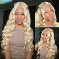 22 Inch 613 13x6 Lace Front Wig Human Hair Pre Plucked Blonde Wig Human Hair 200 Density Hd Lace Frontal Wigs Body Wave Lace Front Wigs Human Hair for Women True Length No Synthetics Longer Life