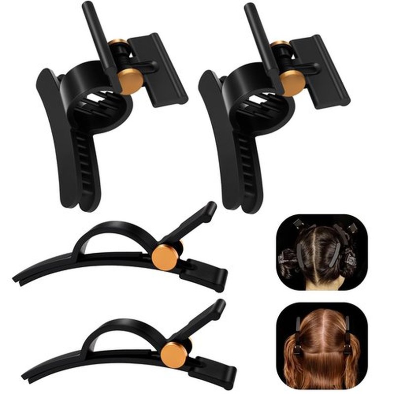 4 Pcs Gold Hair Clips Sectioning and Styling Clips for Dyson Airwrap Hair Dryer Styling Essentials, 2 Wide Hair Clips & 2 Anti-Slip Grip