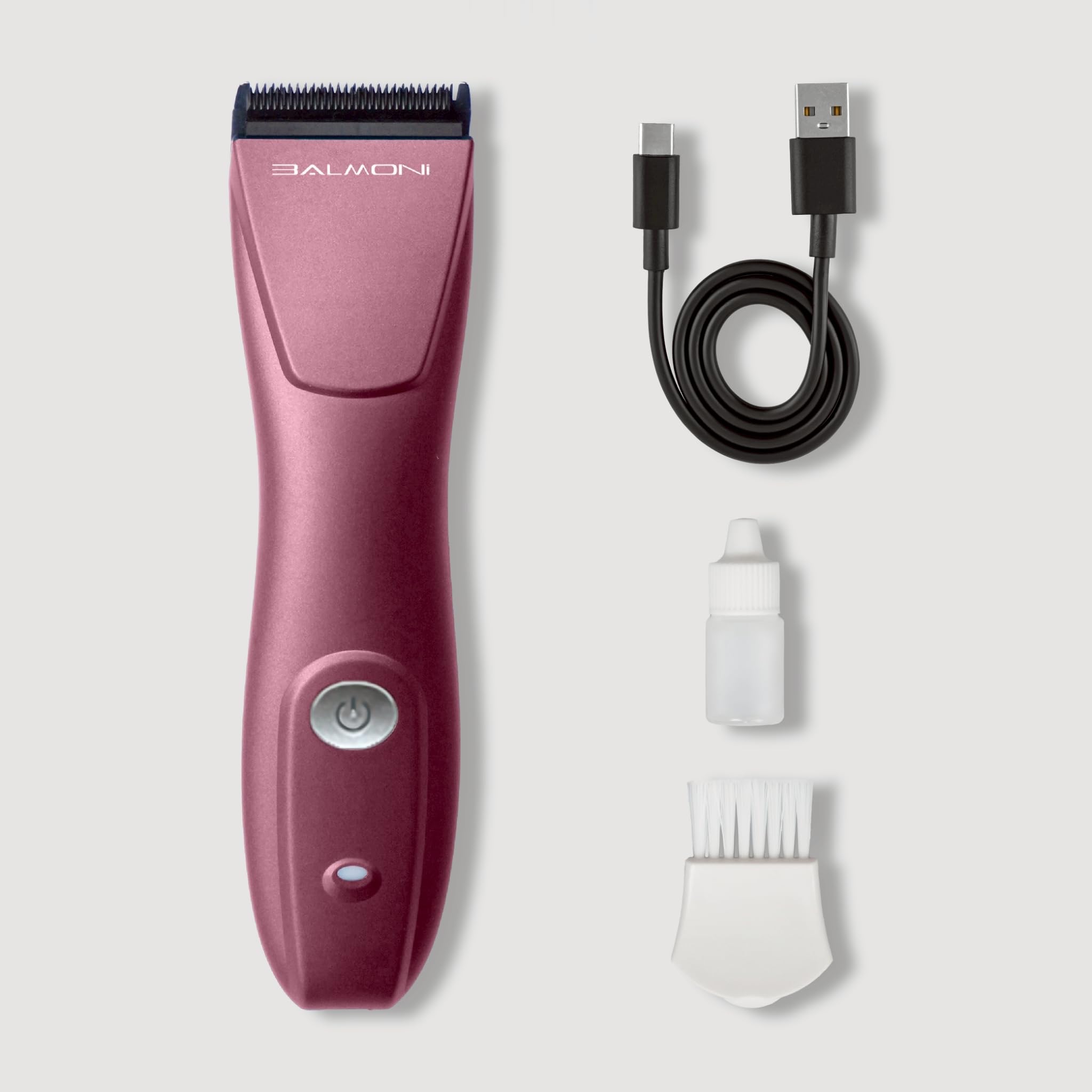 BALMONI Professional 5-in-1 Cordless Pet Grooming Clipper for Dogs & Cats – Quiet High-Torque Metal Blade Trimmer, Adjustable Length – Metallic Blue (Single-Metallic Pink)