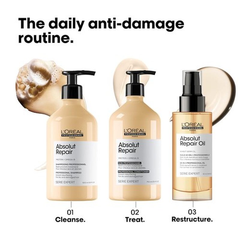 L'Oréal Professionnel Paris Absolut Repair Conditioner - Nourishing Treatment for Dry, Damaged Hair | Repairs & Adds Shine