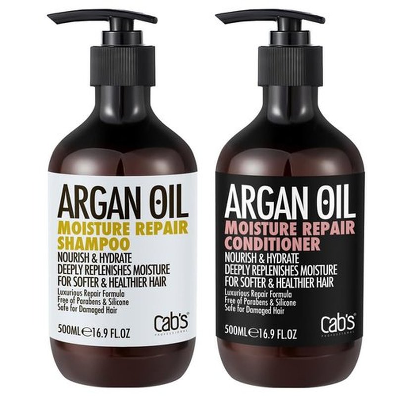 Cab's Argan Oil Shampoo and Conditioner Set for Women and Men - Best Gift for Damaged, Thinning Hair, Curly or Frizzy Hair - Paraben Free 2 x 16.9 fl oz