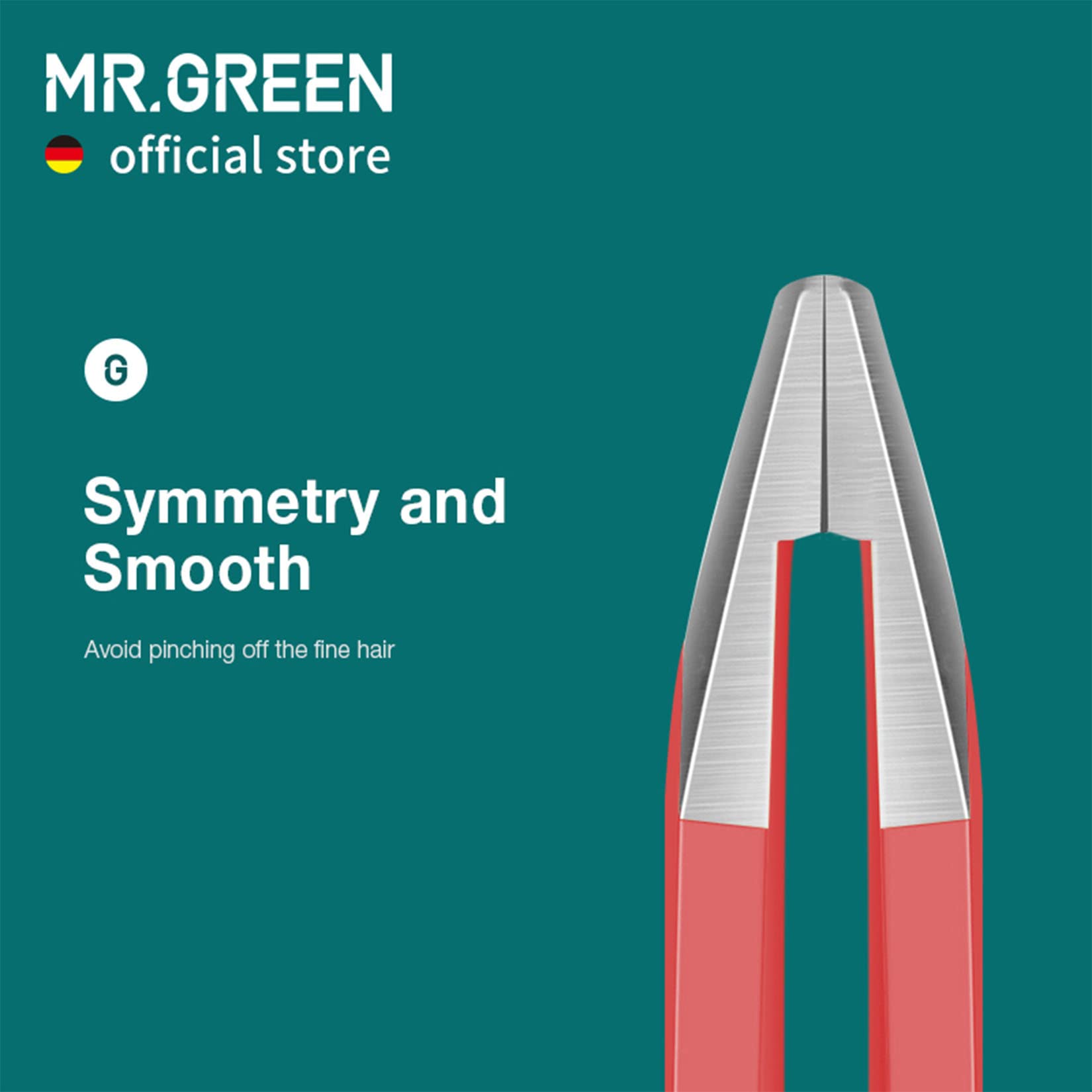 MR.GREEN Curve Handle Eyebrows Tweezers Professional Fine Hairs Removal Puller Makeup Tools Stainless Steel Beauty Clips Removal (Red)