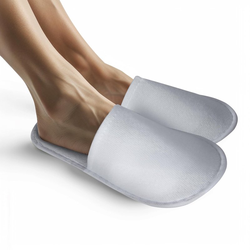 UrbanRoots 28 Pairs Disposable Slippers For Guests,Bulk Slippers For Hotel,Spa,Travel,Shoeless Home,Spa Slippers With Pouch,Non-Slip(White) house slippers for guests