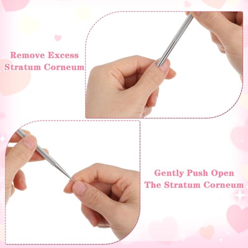 Guduling 4 pcs Stainless Steel Cuticle Pusher,Cuticle Remover Tool,Nail Cleaning Cuticles Stick,Metal Nail Cuticles Pusher Nails Polish Remover Tool for Professional Manicure Pedicure