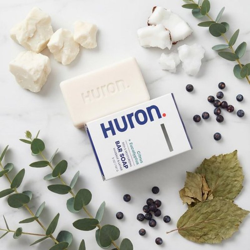 Huron Men’s Bar Soap, Hydrating Cleansing Bars with Citrus + Eucalyptus Scent, Moisturizing Shower Soap, Phthalate-Free, Non-Toxic Clean Ingredients for Daily Body Care, 5 oz (Pack of 3)