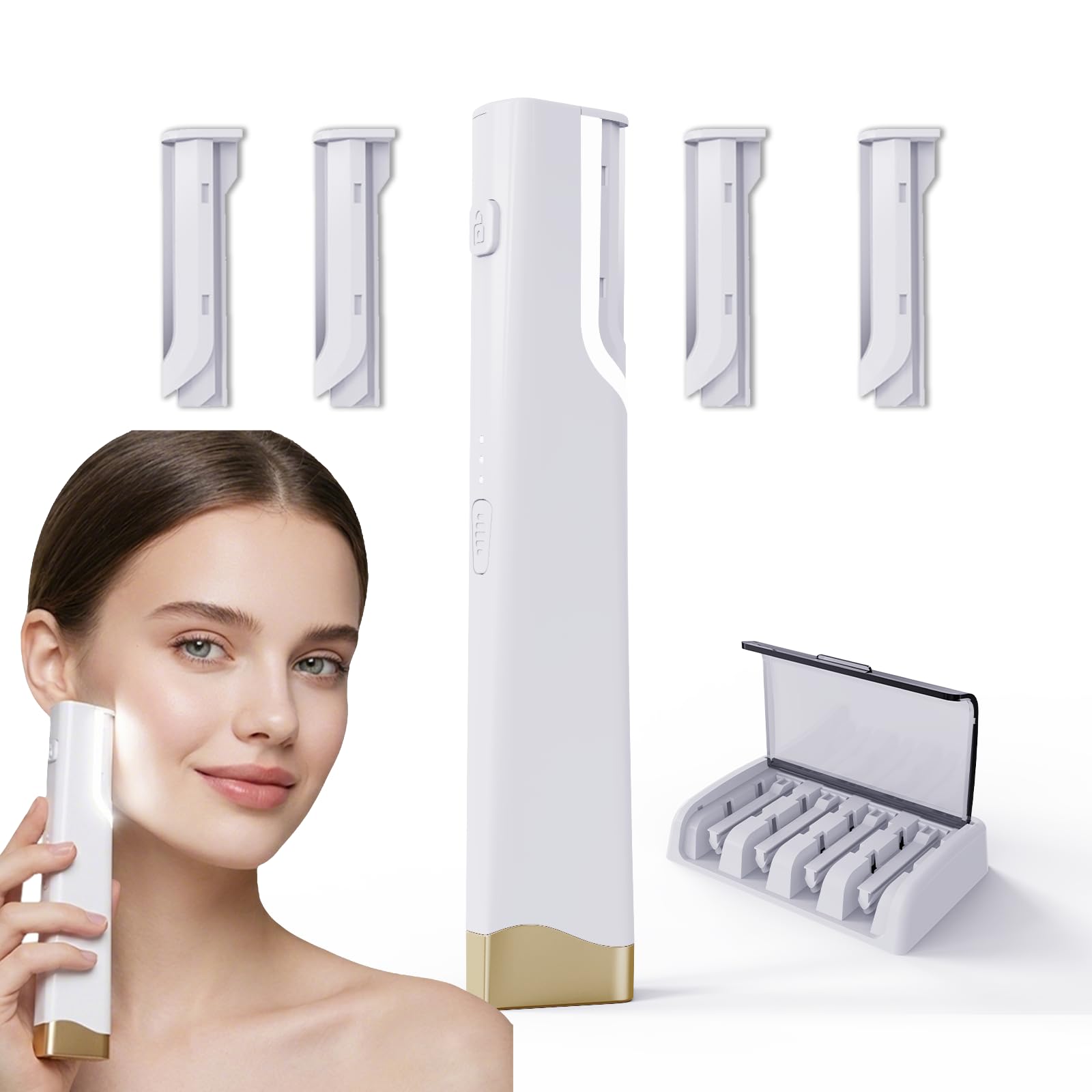 Electric Dermaplane Razor for Women Face – Peach Fuzz Remover for Women Face, Face Razors for Women Dermaplaning,5 Replacement Blades,Travel-Friendly, Microblades for Face, Painless Hair Removal