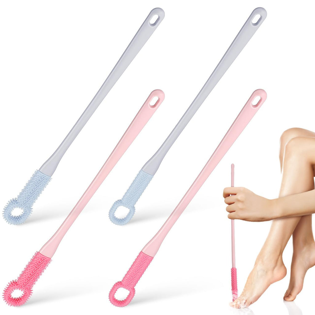 Didiseaon 4pcs Toe Gap Cleaning Brush, Foot Brush for Shower with Long Handle Soft Bristles Foot Scrubber Set for Home Feet Cleaning