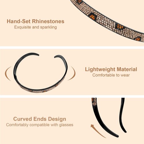 KOVOLITU Headbands Designed for Eyewear-Fashion Glitter Sparkly Diamond Hairbands Comfortable Non-Slip Thin Headbands for Women Girls-AB Silver