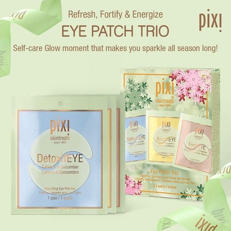 Pixi Beauty Holiday Eye Patch Trio - 3 Single-Use Patches for Depuffing & Hydrating Under-Eyes | 6 Patches Total
