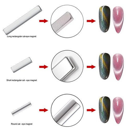 DANNEASY 55pcs Cat Eye Magnet for Nails, Cat Eye Gel Nail Polish Magnet Kit, Strong Magnetic Nail Polish Tools, Cat Eye Nail Art Magnet for Salon & Home DIY Nail Accessories