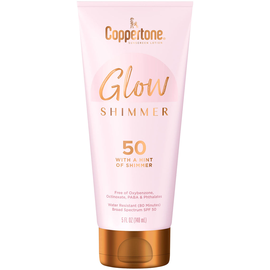 Coppertone Glow with Shimmer Sunscreen Lotion, Broad Spectrum SPF 50 Sunscreen, 5 Fl Oz