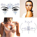 Blindery Rhinestone Mermaid Cross Chest Gem Crystal Eyes Face Stickers Jewels Body Rave Festival Party Face Jewelry for Women and Girls 2PCS