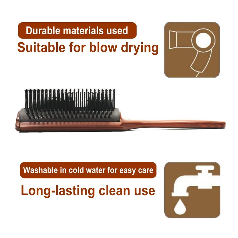 Vess C-2000 Professional Hair Brush - Tourmaline Ceramic, Anti-Static, 9 Row Curved Design