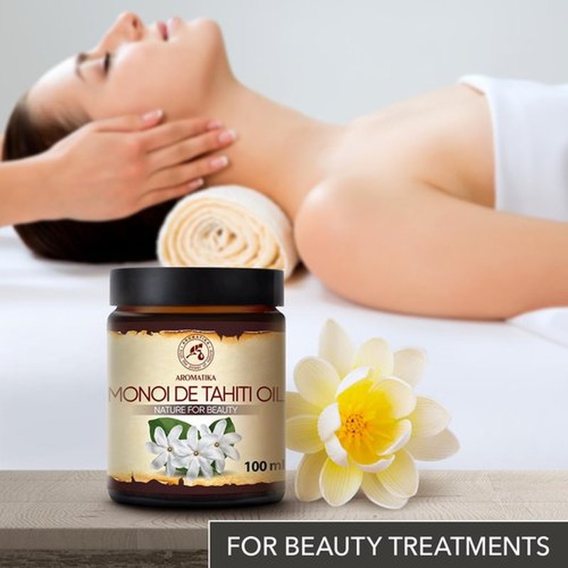 AROMATIKA Monoi de Tahiti Carrier Oil - Pure Cold Pressed Cocos Nucifera & Gardenia - 3.4 Fl Oz for Face & Body Care