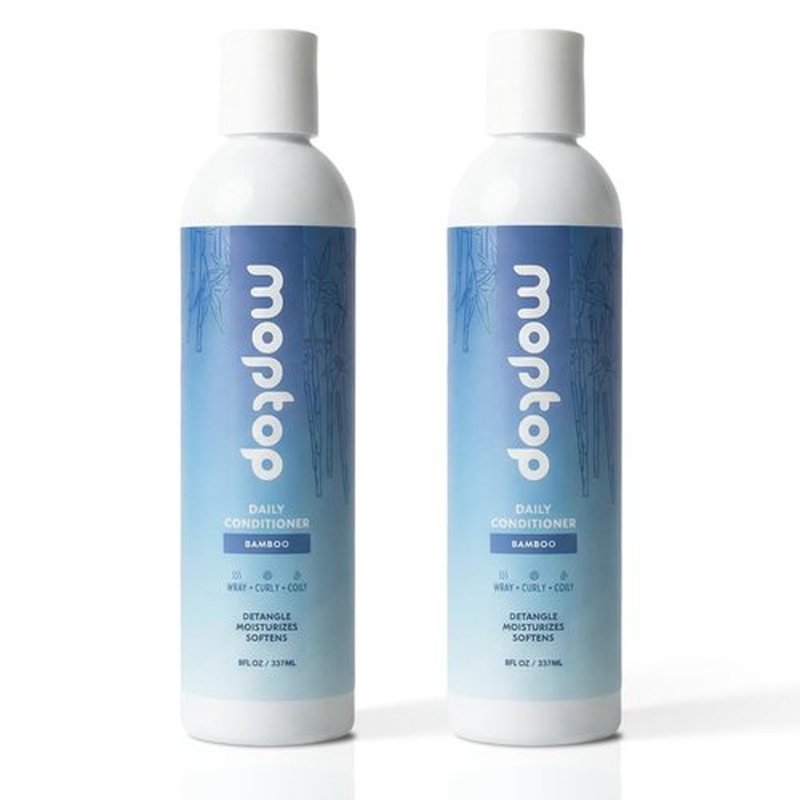 MopTop Daily Curly Hair Conditioner – Silicone & Sulfate Free Conditioner Helps Restore Dry Damaged Hair & Reduce Frizz, Paraben Free Natural Hair Products for All Hair Types (Bamboo, 2pk)