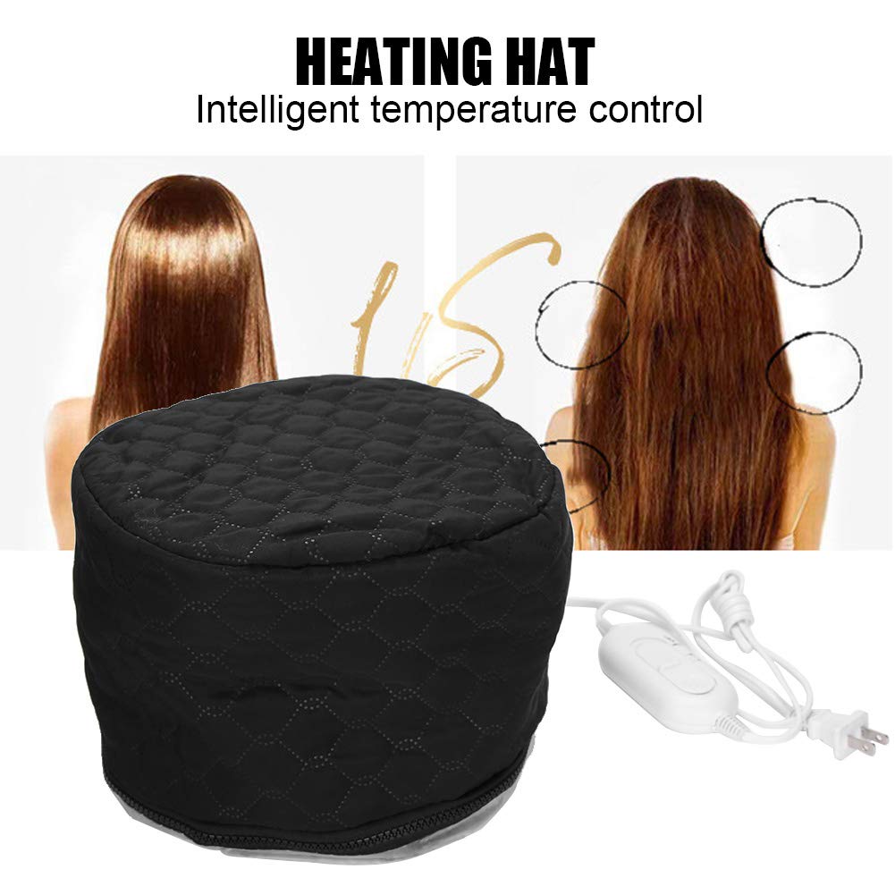 Electric Hair Steamer Cap for Deep Conditioning, Adjustable Temperature Thermal Hair Treatment Cap for Hair Spa, Moisturizing Hair Care & Home Salon Use Black