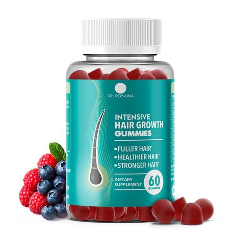 Dr. Robaina Intensive Hair Growth Gummies | Fuller-Looking Hair | Healthier Hair Appearance | Stronger Hair | Made in USA