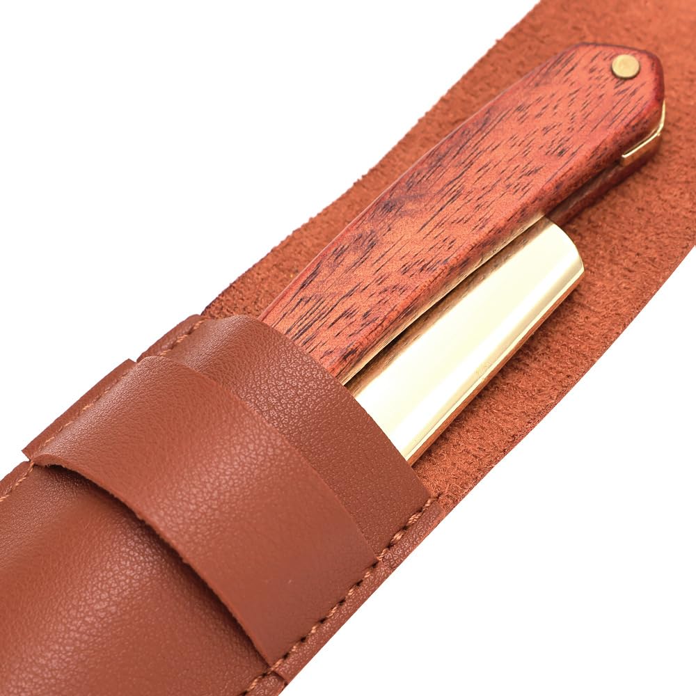 TorSor 2 Pack Straight Razor Case Pouch Sleeve Flap Cover Sheath Protective Holster PU Leather Carrying Holder Protector For Straight Edge Razors Blade Safety Travel Barber Close Shaving Manual Shaver
