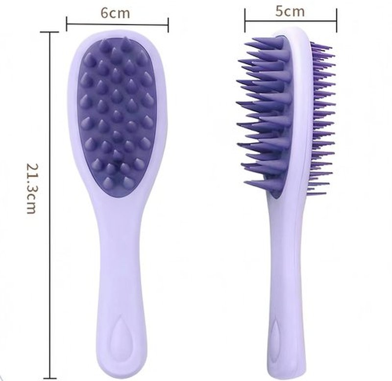 KINTEGOOD Long Handle Hair Silicone Scalp Massage Brush, 2-in-1 Double-Sided Hair Comb Shampoo Brush