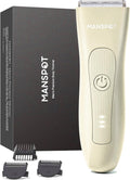 MANSPOT Pubic Hair Trimmer for Men(Gold Brown), Replaceable Ceramic Blade Heads, Waterproof Wet/DryTrimmer for Men, 90 Minutes Shaving