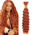 #350 Ginger Orange Orange Human Braiding Hair for Boho Braids Deep Wave Bulk Human Hair for Braiding 2 Bundles Total 100g 20 Inch No Weft Brazilian Virgin Hair