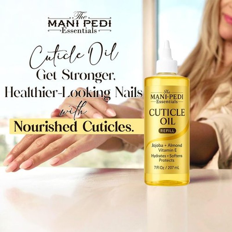 Professional Cuticle Oil Refill/Bulk Pack with special nozzle for easy refilling - 7 Fl Oz. Enriched with Jojoba Oil, Vitamin E & Sweet Almond Oil. Manicurist's Choice for Nourished Nails & Cuticles