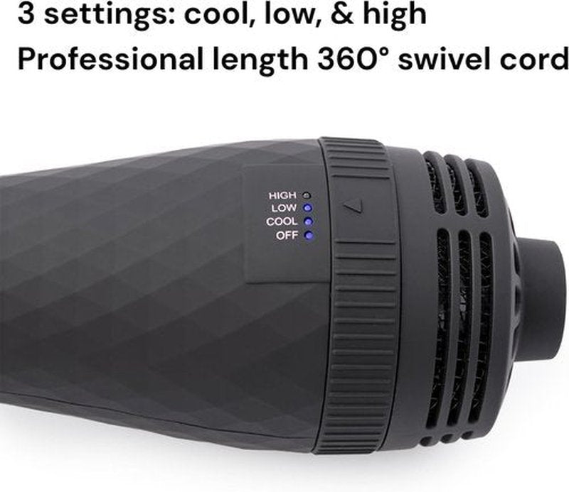 L'ANGE HAIR Le Volume 2-in-1 Titanium Blow Dryer Brush - Frizz Control & Volumizing Hot Air Styler | Black 60mm