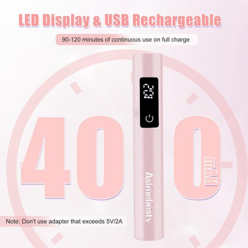 Asimebesty UV Light for Gel Nails, Mini UV Nail Lamp Hand held with Stand, Portable Small Nail Dryer Light for Gel Polish with 3 Timers, Rechargeable Cordless UV Light Nail for Fast Curing, Rose