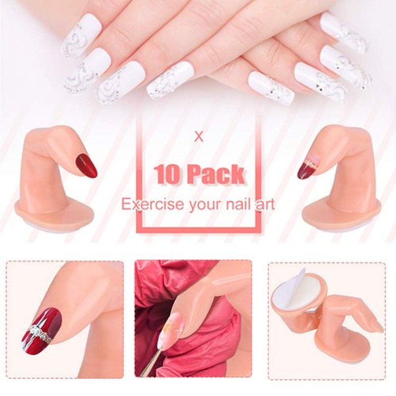 Practice Fingers for Acrylic Nails Gel Training Nail Art Practice Fingers Decoration Training Fingers, Plastic Fake Fingers with Nails, 12 Pack