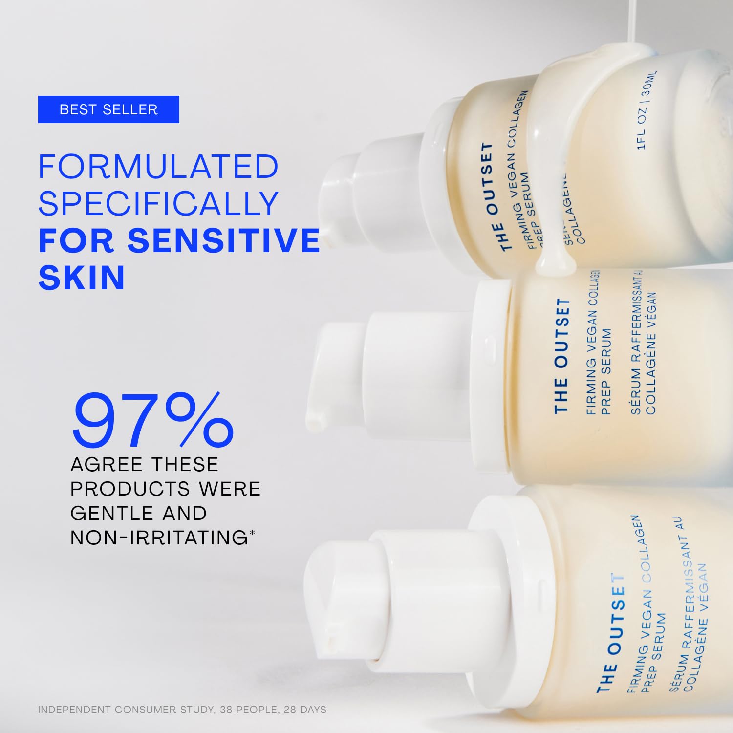 The Outset Firming Vegan Collagen Face Serum, Plumping & Hydrating Facial Serum, Non-Sticky Skin Prep Serum for Fine Lines, Fragrance-Free & Clean for Sensitive, Dry & All Skin Types, 1 fl oz