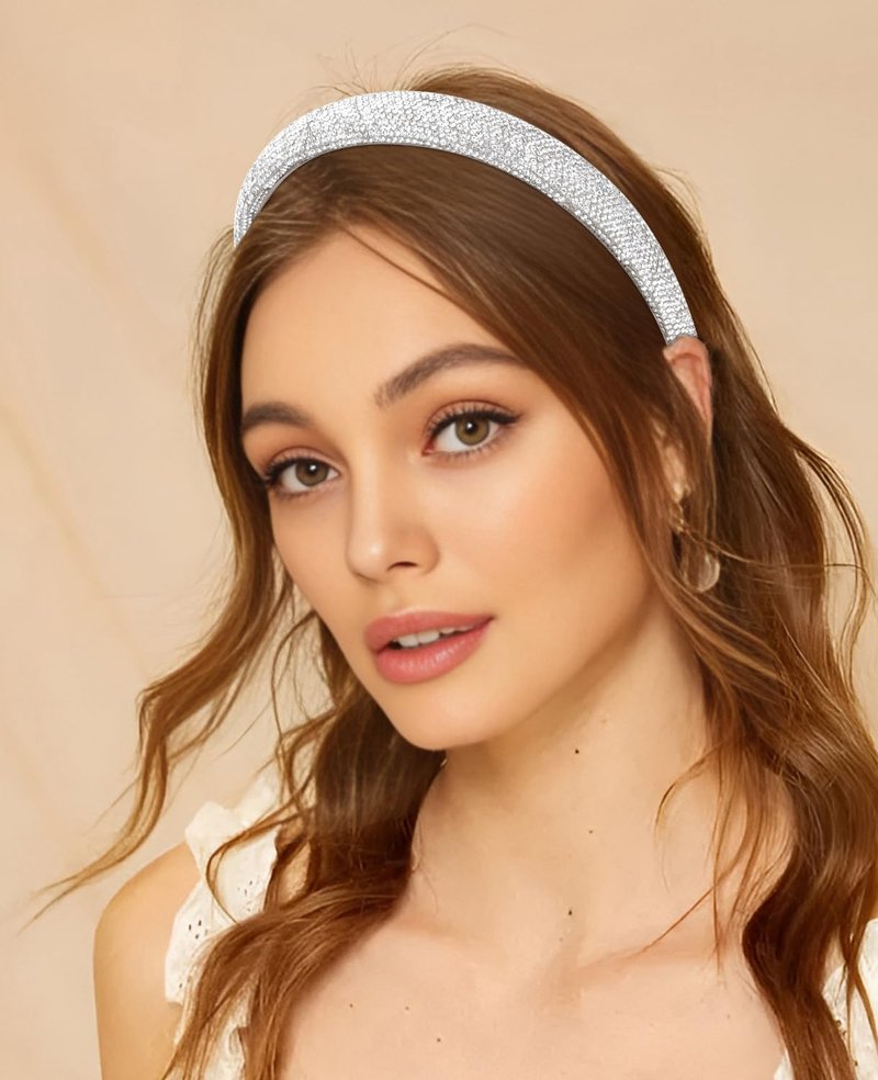 Wecoe 2pcs Rhinestone Headbands Women Girls Sparkly Bling Diamond Silver Black Headband Fashion Comfortable Head Band Non Slip Birthday Wedding Formal Hair Accessories For Women Girls Gifts