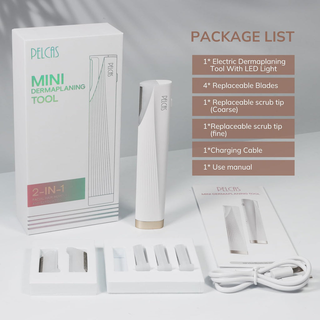 ELCAS Electric Dermaplaning Tool for Face, 3 Speeds Face Razor with LED