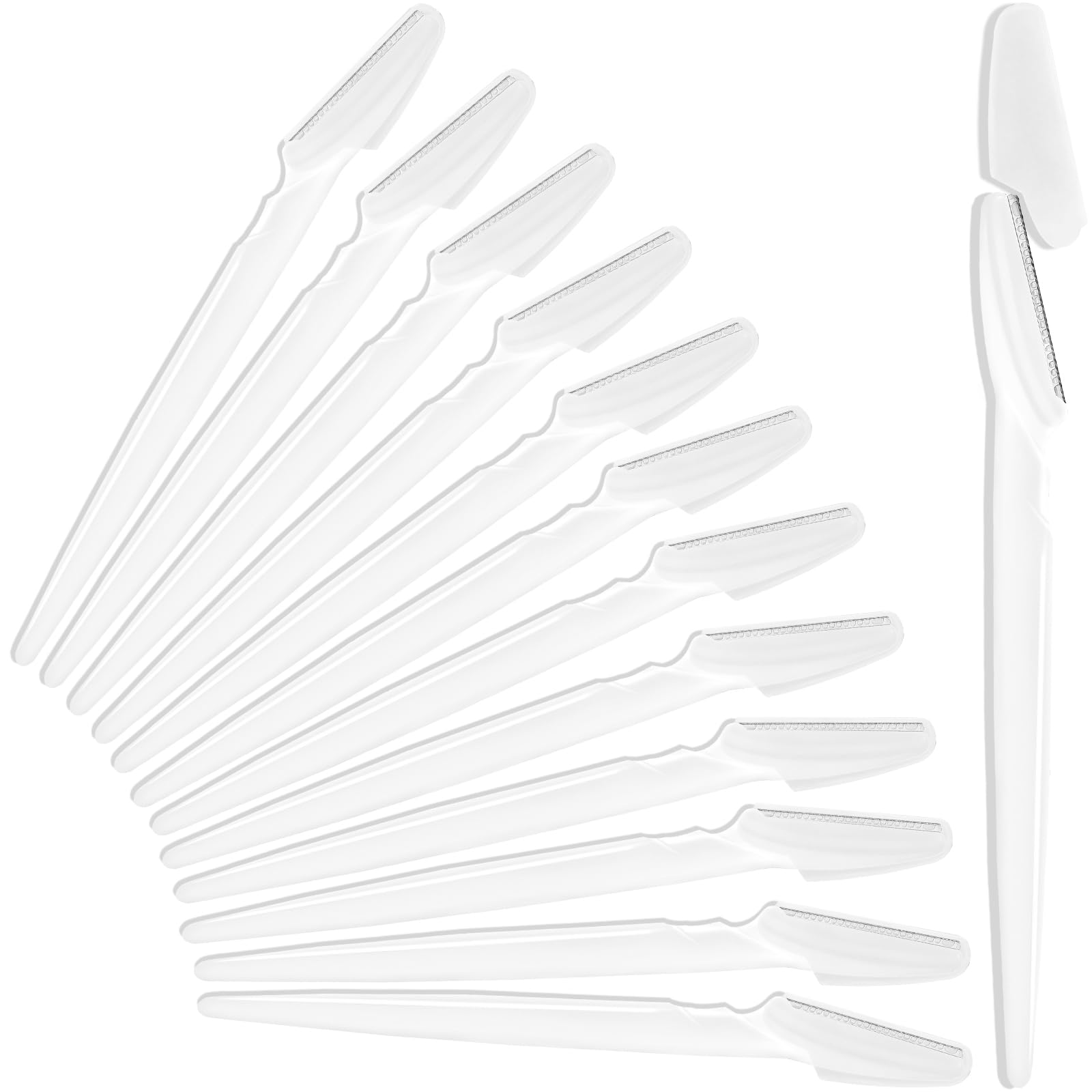 HFATMOS 12 Pcs Eyebrow Razors, Face Razors Multipurpose, Exfoliating Dermaplaning Tools, Eyebrow Trimmers Shaver with Protective Cover, Facial Hair Removal for Women Men Body Use (White)