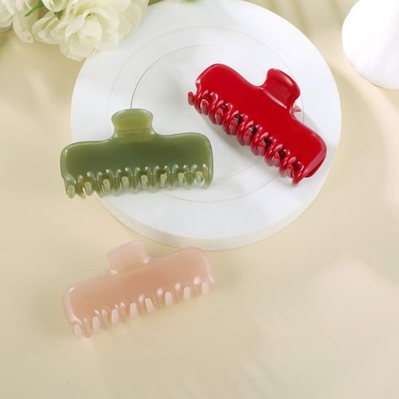 Large Hair Claw Clips for Women,3.8’’ Acetate Hair Clip,Jelly Square Rectangle Clip for Thin Thick Hair,Strong Hold Jaw Clips,Hair Accessories for Women Girls (Red)