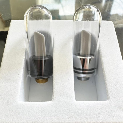 2 Pcs Ceramic Precision Heating Tips with Protective Caps (Black & Silver)