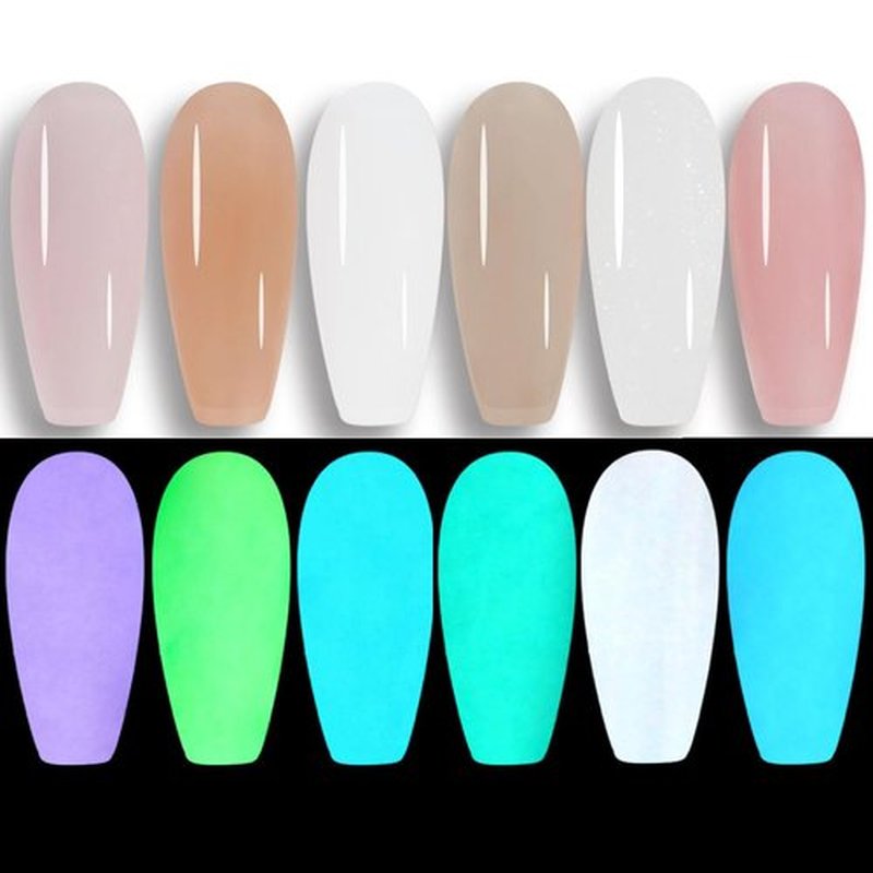 Oumisaya Glow in the dark Gel Nail Polish Colors Set Jelly Pink Milky White for french nail art design (GP011)