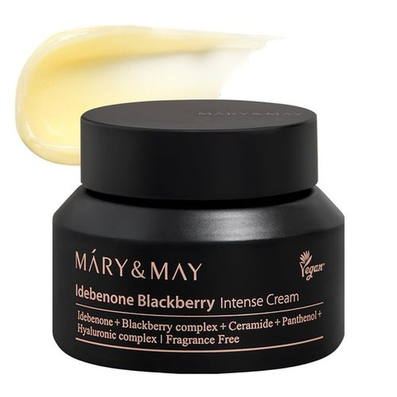 Mary&May Idebenone Blackberry Cream (4x Vitamin C Power) – Anti-Aging Moisturizer for Dry & Dull Skin, 63% Berry Complex & 5 Ceramides, 48H Hydration, Non-Greasy Korean Skincare, 2.46 oz