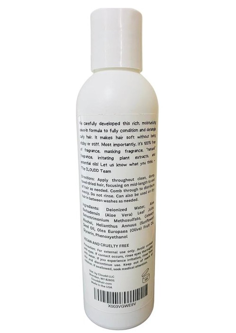 CLOUDD Leave-In Conditioner | Fragrance-Free Curl Nourishing Cream - 100% Unscented Detangler