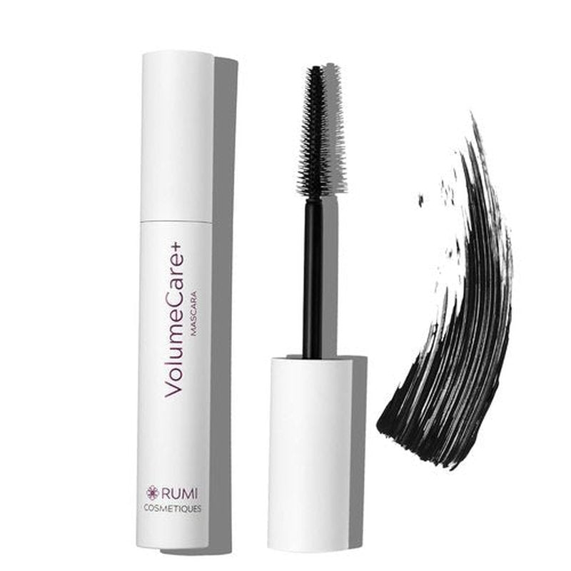 Rumi Cosmetiques VolumeCare+ Mascara - Extreme Length & Volume 2-in-1 Formula | Hypoallergenic for Sensitive Eyes (Natural Black)