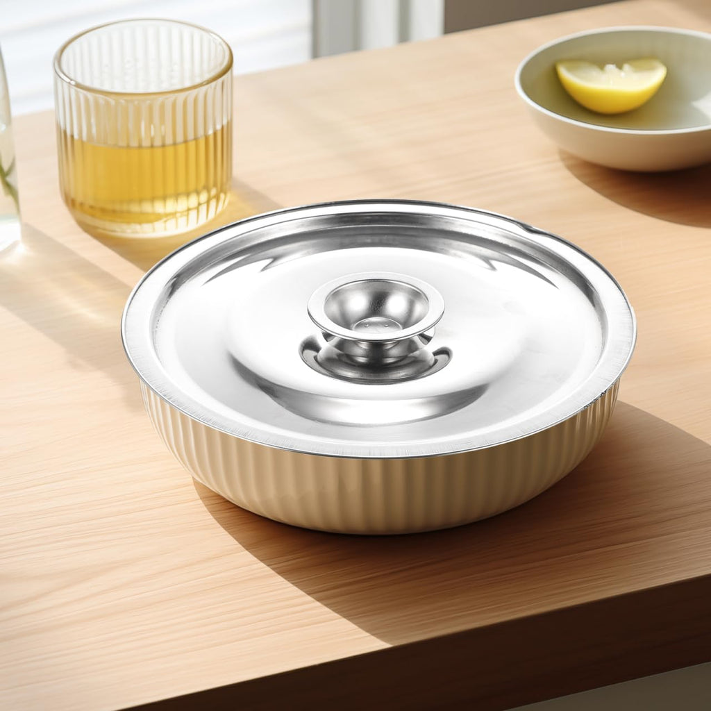 DOITOOL 6.29 Inch Stainless Steel Seasoning Pot Cover Pot Lid for Kitchen Bowls and Containers Easy-Clean Cookware Lid 1 Piece