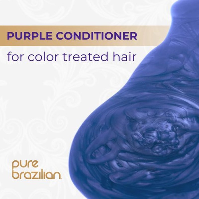 Pure Brazilian Always Blonde Conditioner with Keratin, Acai & Argan Oil, Purple Conditioner for Color-Treated Hair, Sulfate-Free, 13.5 Fl Oz