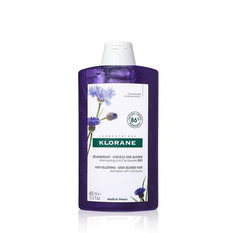 Klorane Shampoo with Centaury - Brightens Blonde & Gray Hair - Neutralizes Brassiness - 13.5 fl. oz.