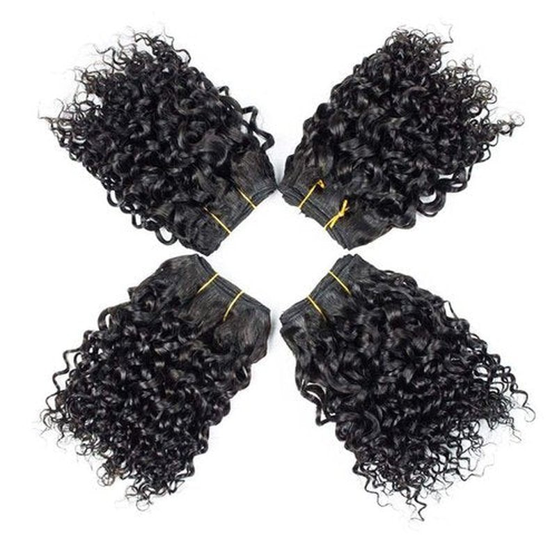 Human Hair Bundles Kinky Curly Bundles Human Hair Curly Wave Hair 4 Bundles Human Hair 50 Gram/Bundle 8A Unprocessed Kinky Curly Wave Bundles (8 8 8 8 1b) …